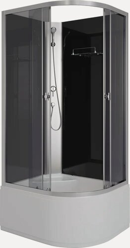 Изображение товара Душевая кабина Niagara Eco E90/70/40L/TN/BK стеклянная, 90x70, высокий поддон, открытая (без крыши), с сиденьем, без гидромассажа