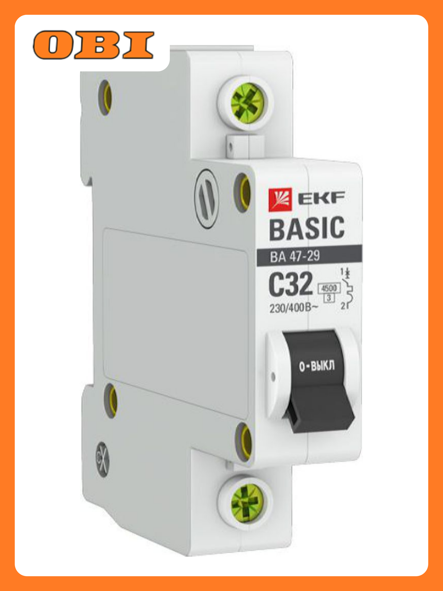Автоматический выключатель EKF Basic 1P C32 A 45кА IP20 220В