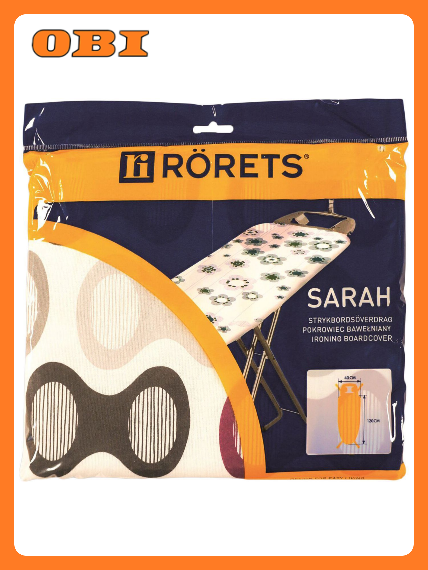 Чехол для гладильной доски Rorets  Sarah   хлопок  поролон  разноцветный  120x40 см