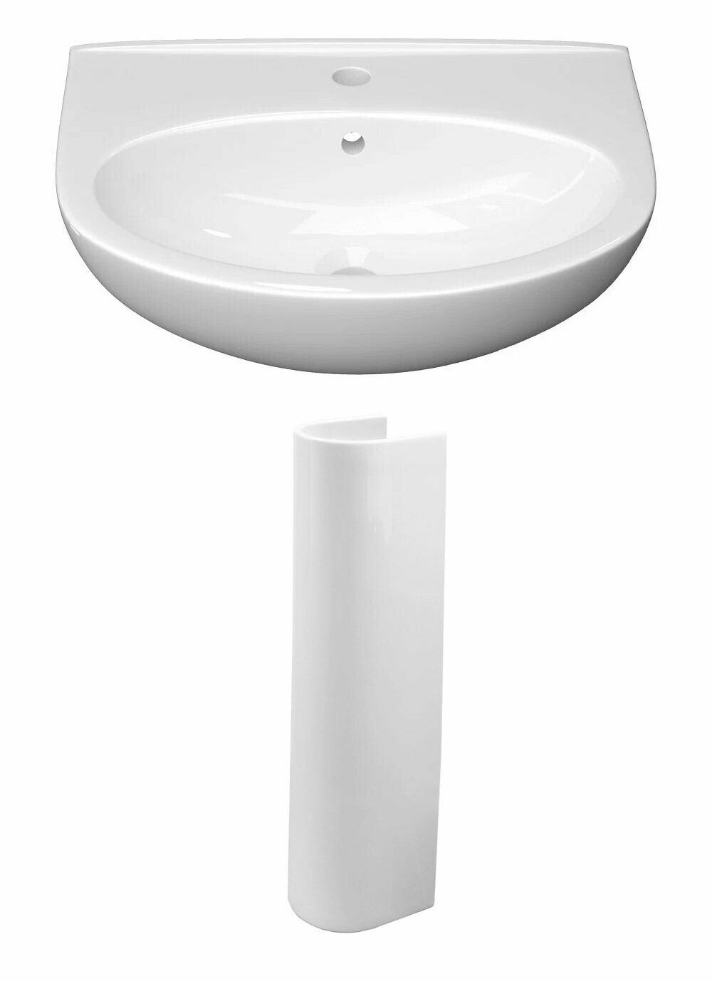 Раковина Керамин Лаго 55х44.5х15 фарфор цвет Белый (CS00076894) с пьедесталом Элит-N (CS00076892)