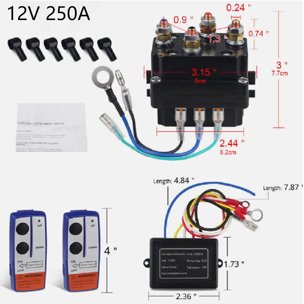 Универсальная лебедка 12 В 24 В электромагнитное реле контактор лебедка кулисный переключатель комбинированный комплект 250 А для лебедок ATV/UTV 4WD