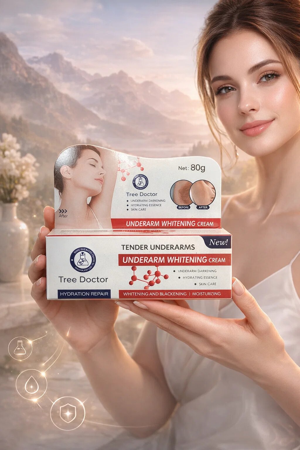 Tree Doctor Underarm Whitening Cream 80 г — осветляющий и увлажняющий крем для зоны подмышек, уход за кожей, уменьшение