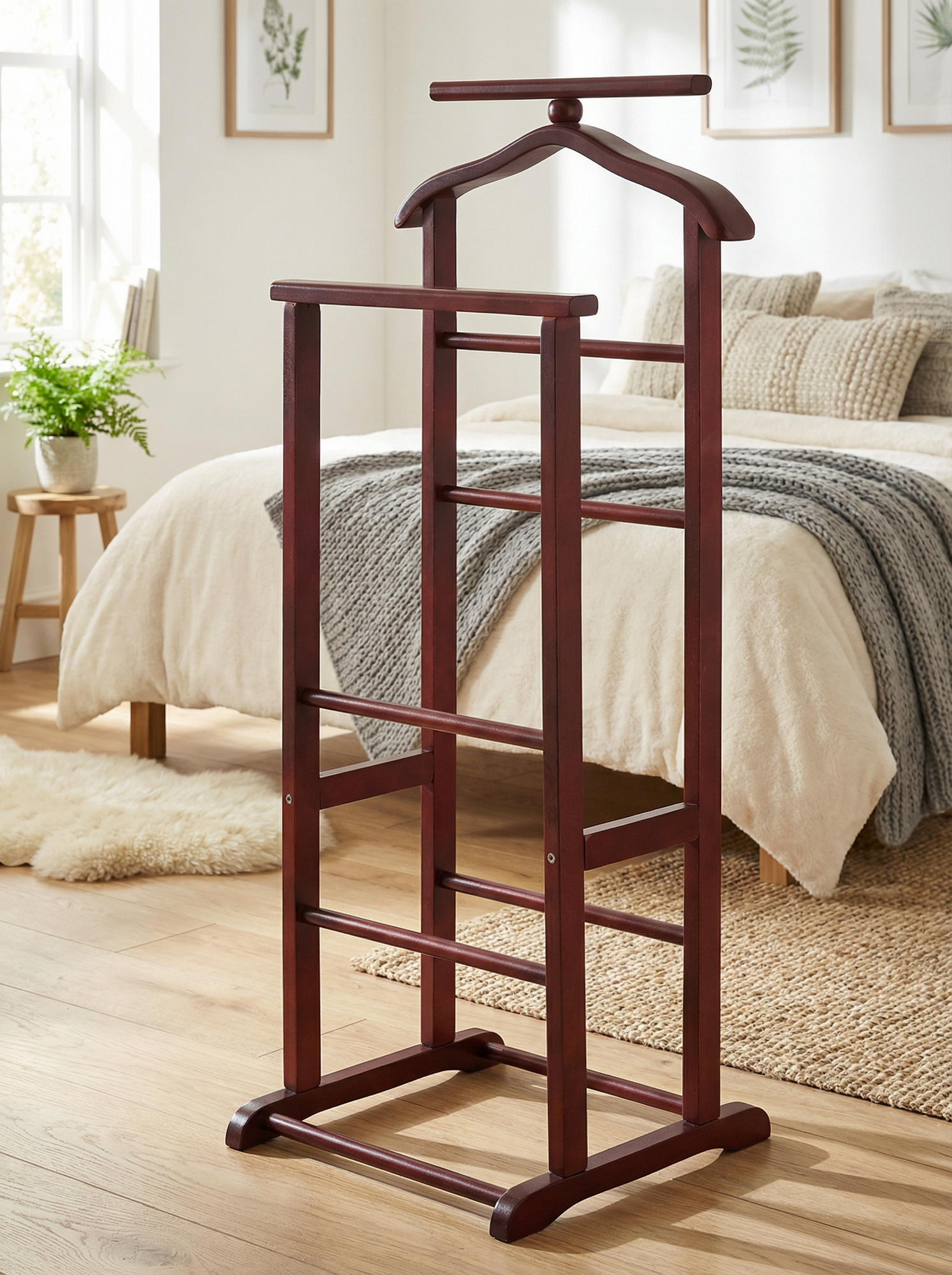 Вешалка костюмная IFERS В 9Н махагон, для одежды, для брюк, напольная