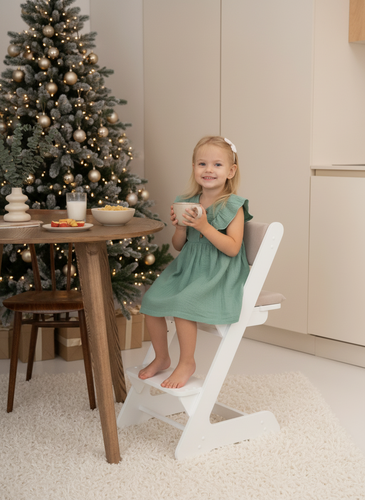 Изображение товара Растущий стул PAPPADO для детей и школьников, белый с бежевыми подушками