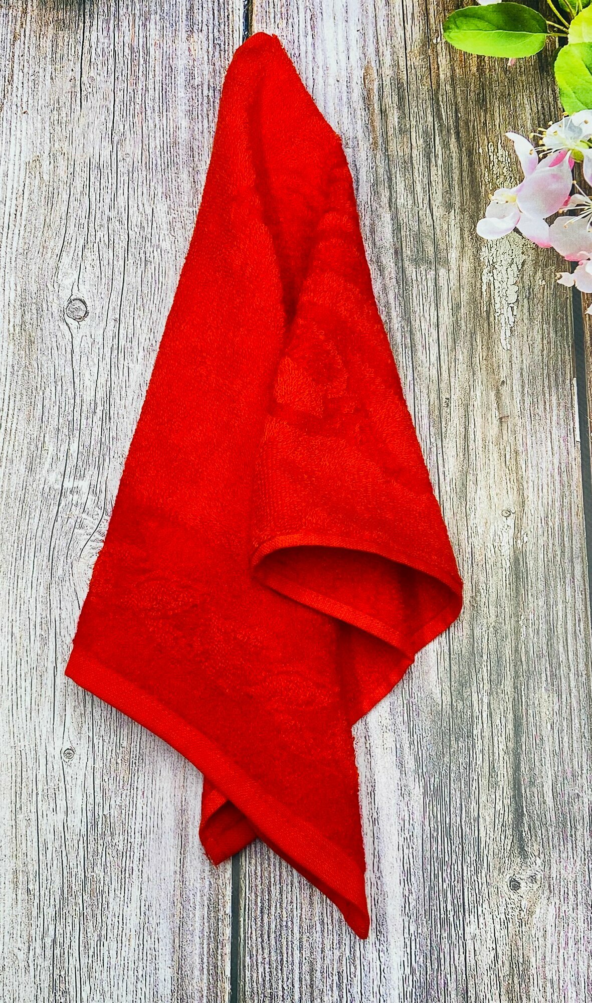 Полотенце махровое ручное, кухонное, для рук и лица, для посуды, в подарок "Виноград" Красное 30*60 см