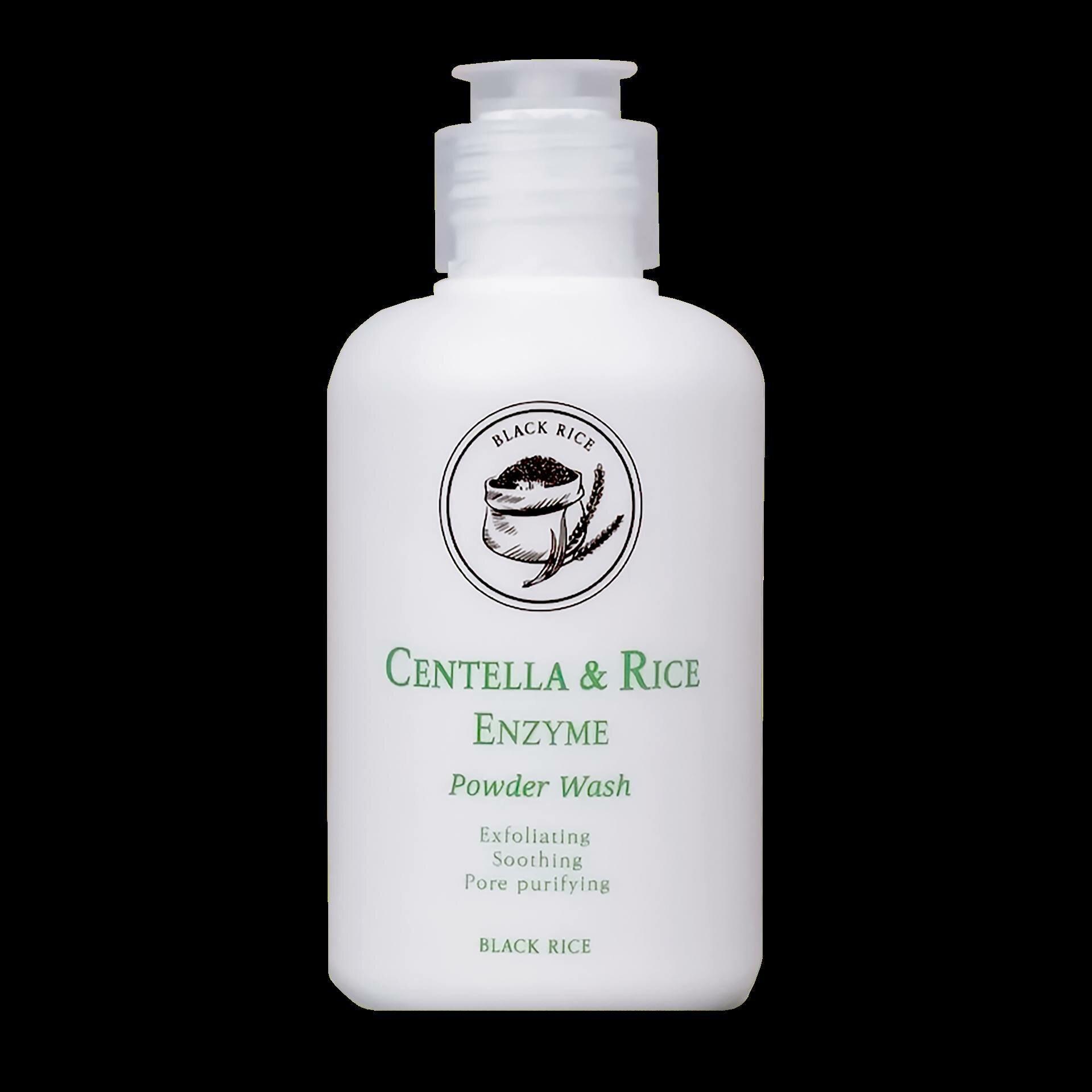 Энзимная пудра для умывания BLACK RICE с центеллой и рисом, отшелушивающая, успокаивающая и очищающая поры.