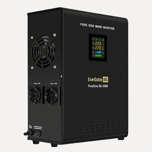Изображение товара EXEGATE ИБП EX296001RUS ИБП инвертор, синус, для котла настенный FineSine SX-2000. LCD. AVR.2SH <2000VA 1400W, чистая синусоида, цветной LCD-дисплей,