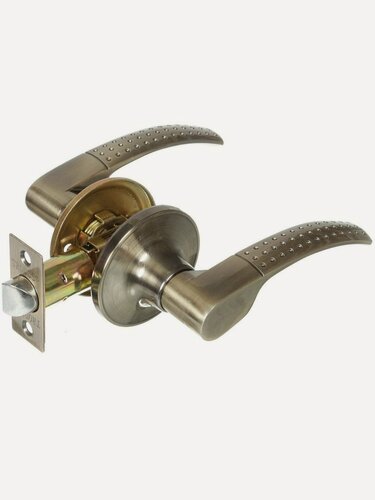 Изображение товара Ручка дверная Trodos ЗВ6-05, защелка, цвет бронза, алюминий, для дверей 35-50 мм, комплект 2 шт, круглая розетка