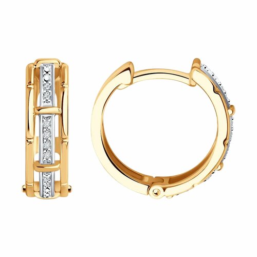 фото Серьги diamant online, красное золото, 585 проба, бриллиант, длина 1.5 см, , прозрачный