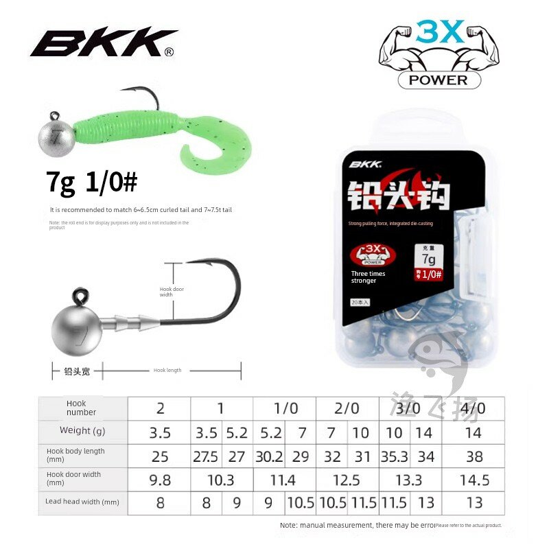 BKK 3x Усиленная круглая свинцовая крючковая головка 7 г Размер 1/0# для ловли окуня и судака