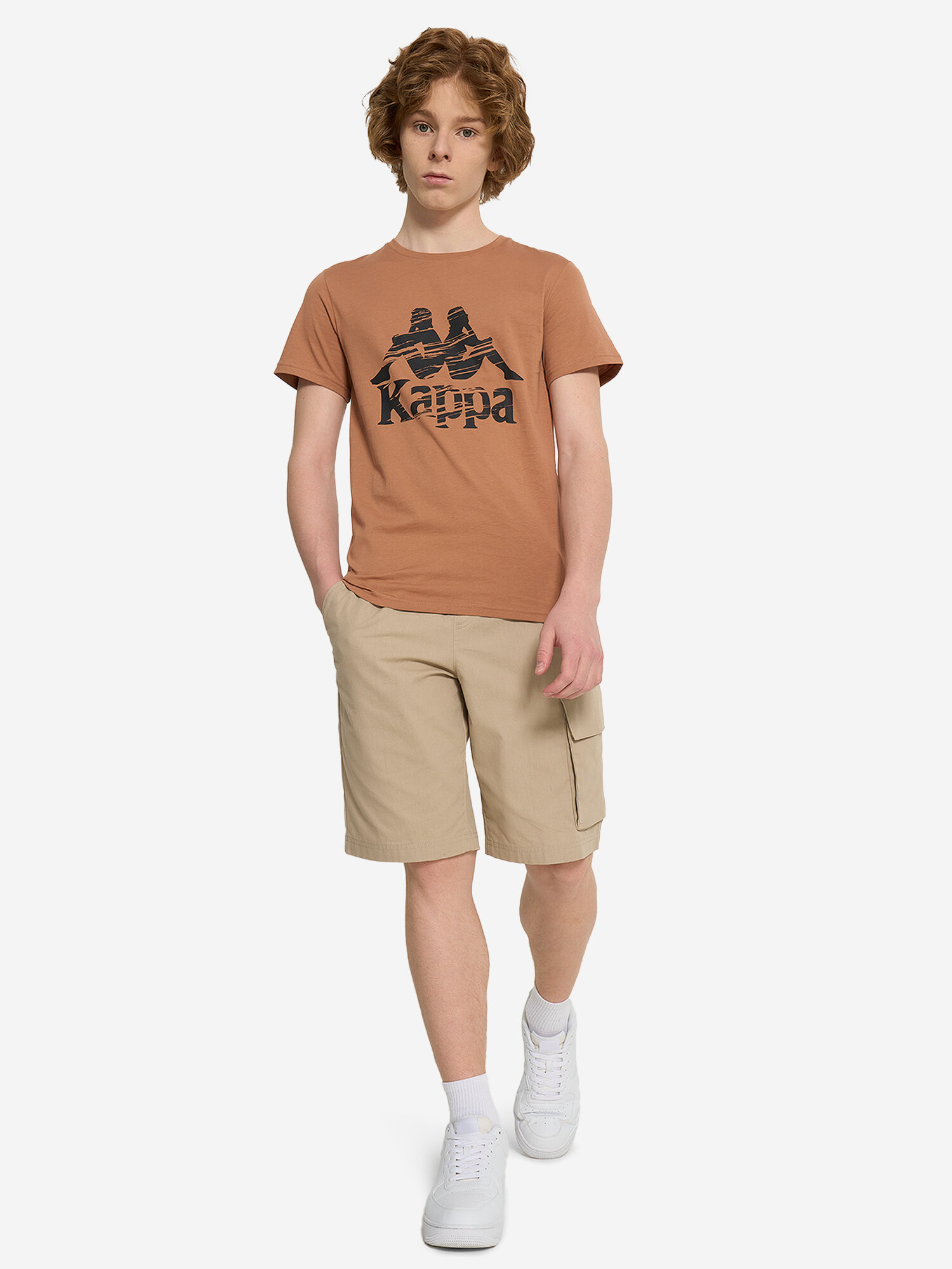 Футболка Kappa, размер 158-164, кофейный — фото 1