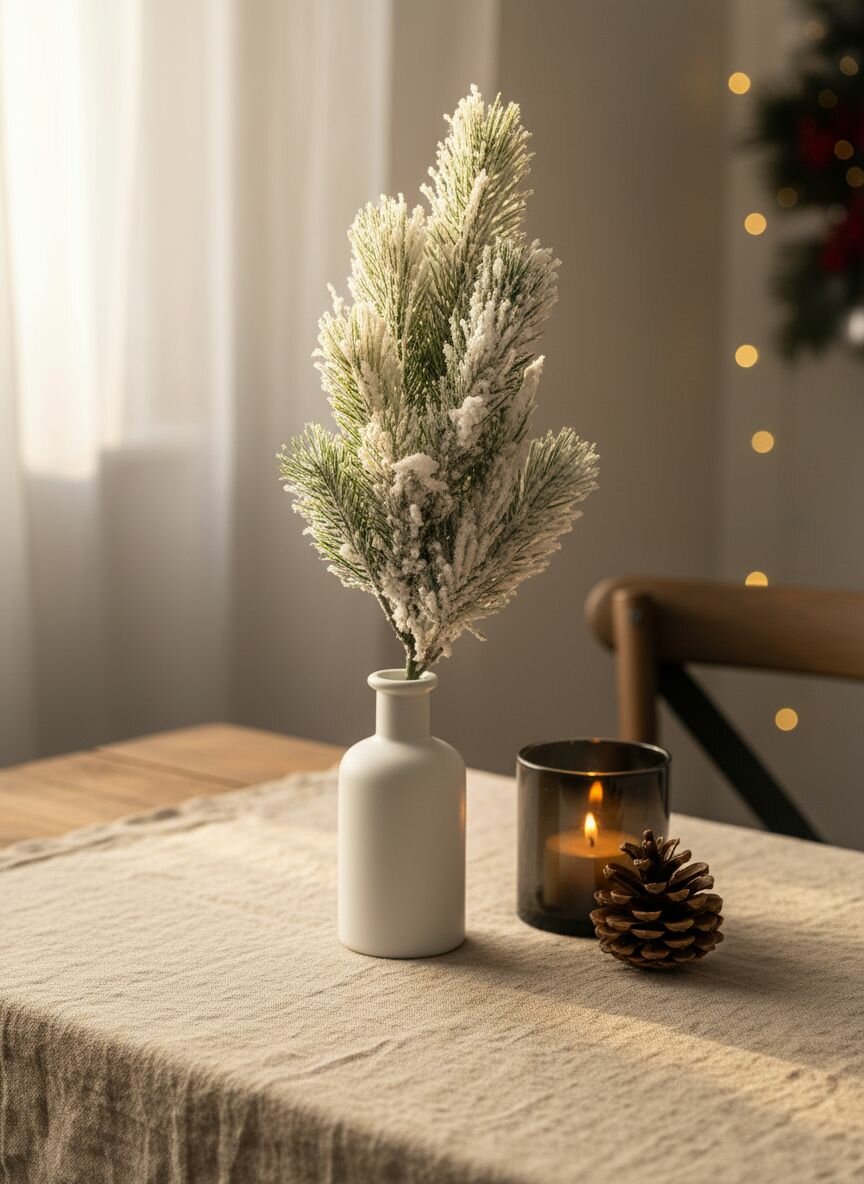 Ветка хвои искусственная с напылением. Количество 8 лап. Высота 36 см.