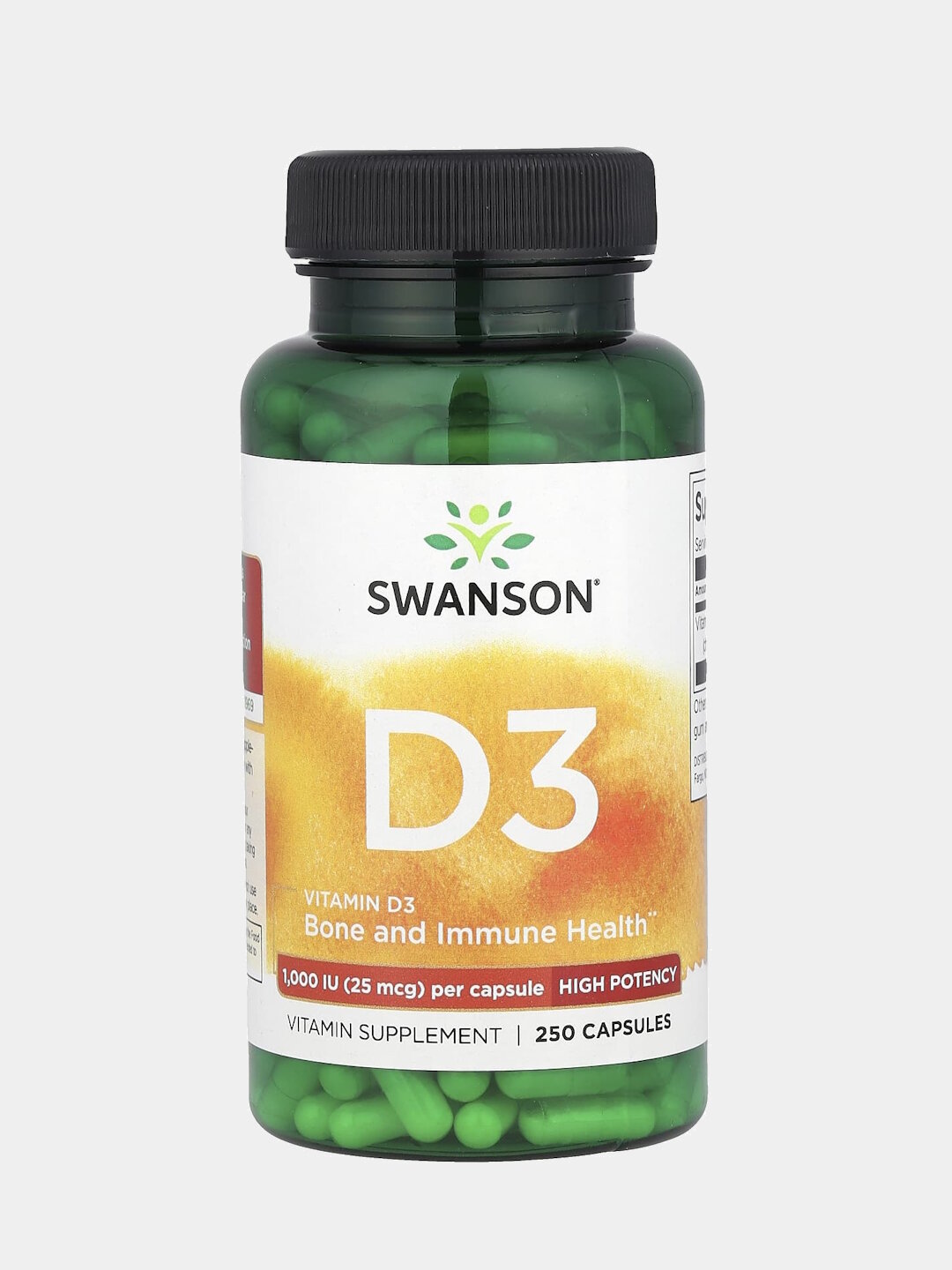 Swanson Витамин Д3 1000 МЕ, для иммунитета и здоровья костей, 250 капсул