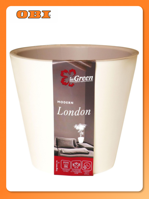 Горшок InGreen London d16 см 1 6 л полипропиленовый сливочный