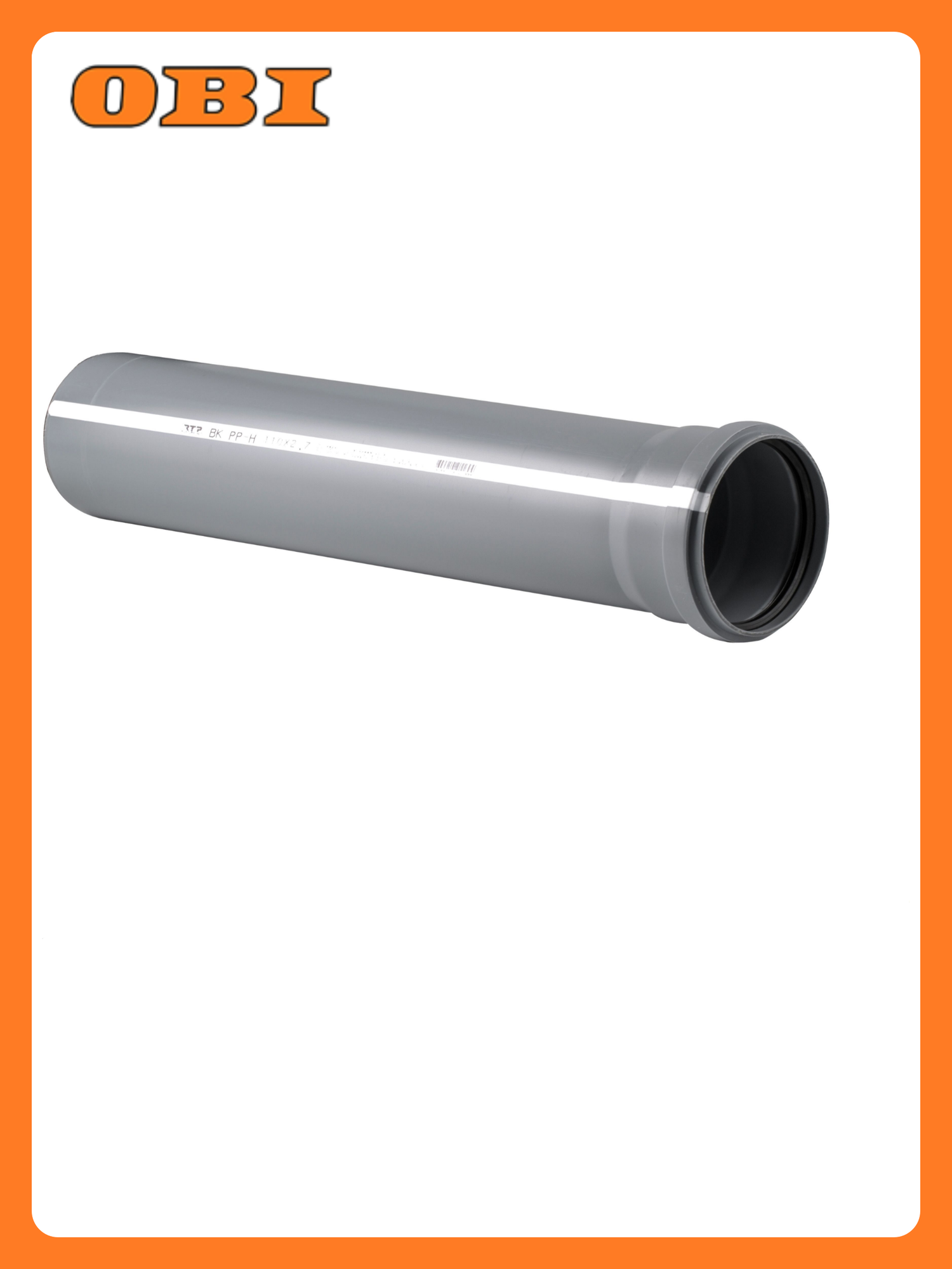 Труба канализационная Политрон ВК ПП  110x2 7x500 мм  серая  раструбная  двухлепестковое уплотнение