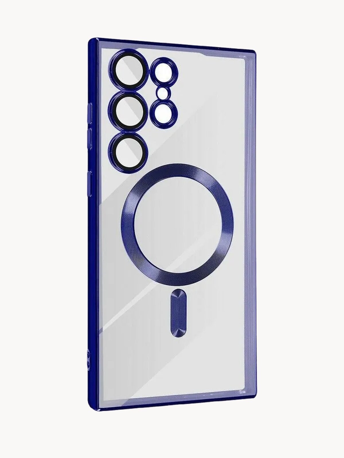 Премиальный чехол для Samsung S24 Ultra противоударный с поддержкой беспроводной зарядки с защитой камер фиолетовый