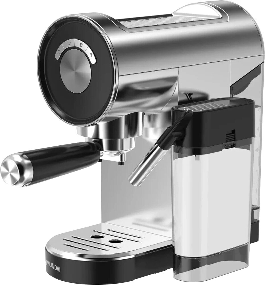 Кофеварка рожковая Hyundai HEM-4305 1350Вт серебристый/черный эспрессо/капучино