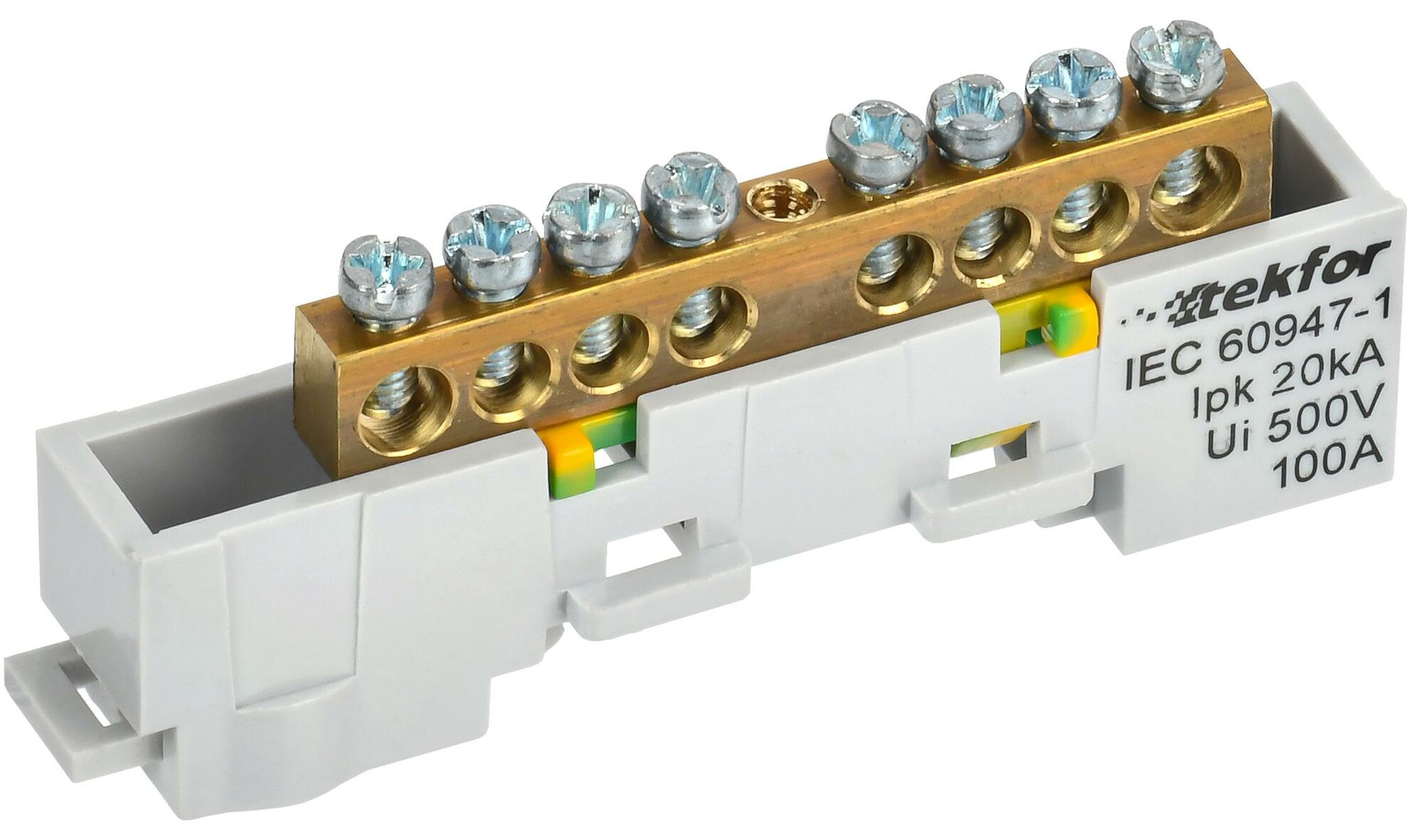 Нулевая шина IEK PE земля, TEKFOR, неизолированная, на универсальном держателе, 6х9 мм, 8 контактов