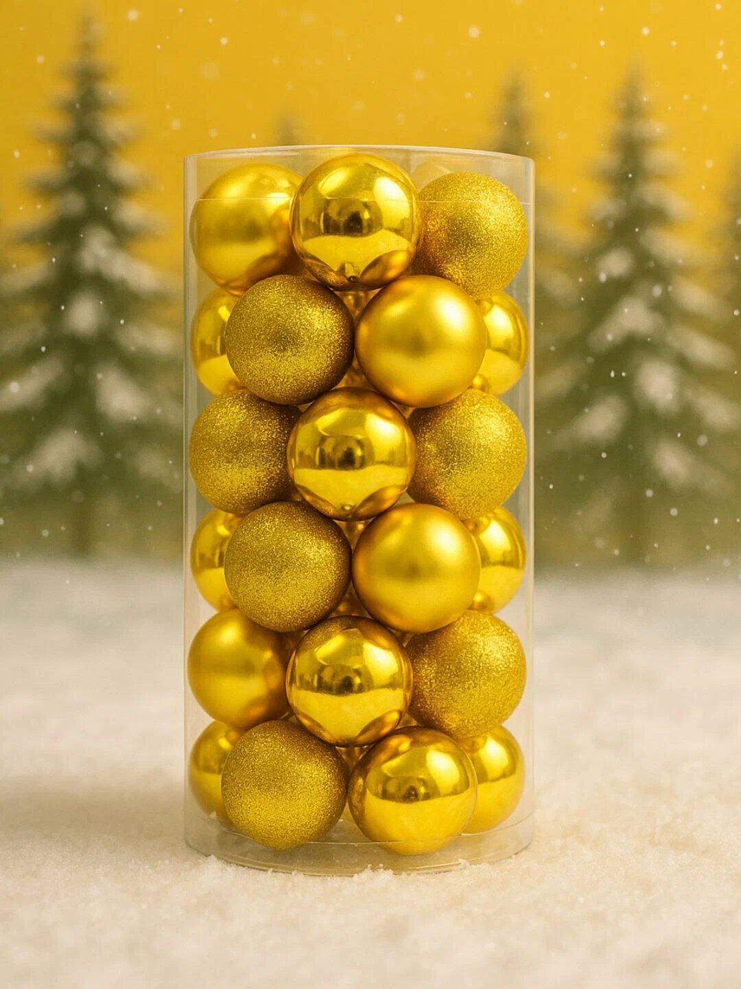 Ёлочные шары 5 см, набор 34 шт, блестящие украшения для новогодней ёлки