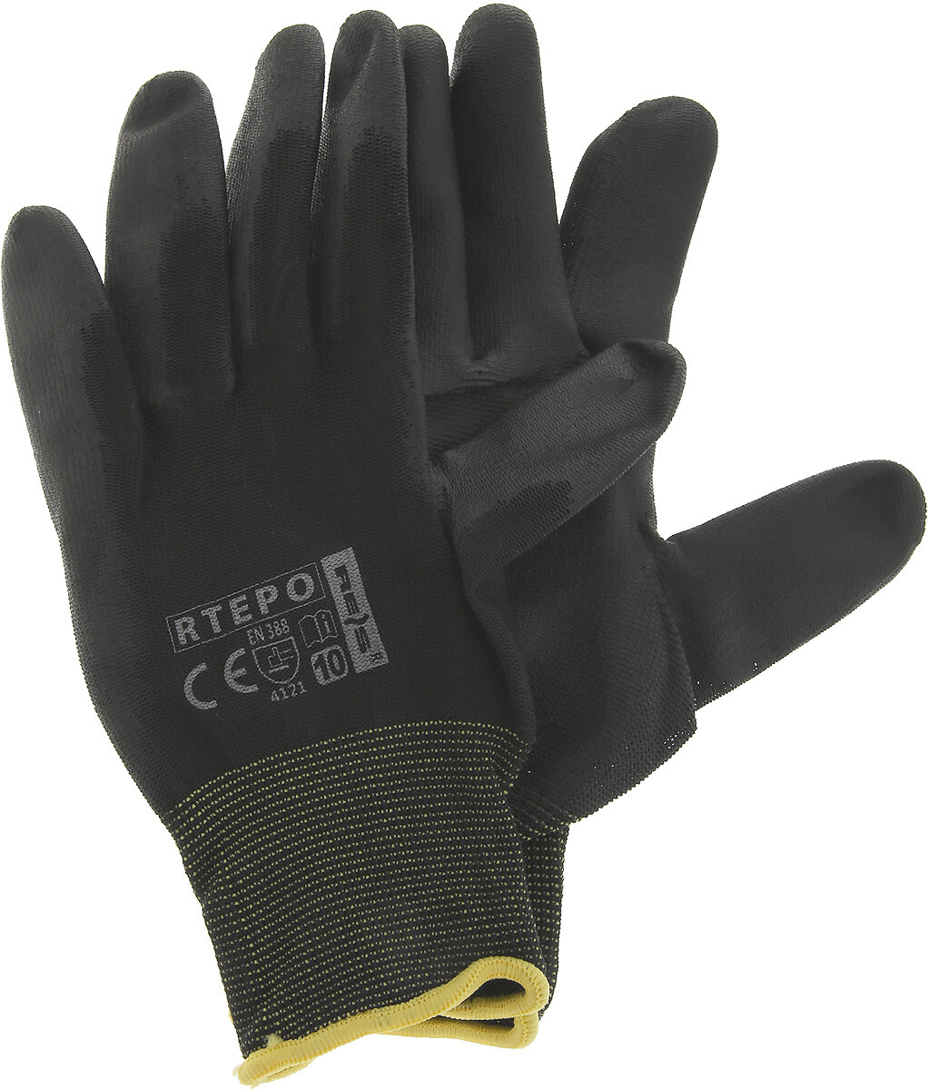 Перчатки хозяйственные "Rtepo", защитные, цвет: черный, размер 10