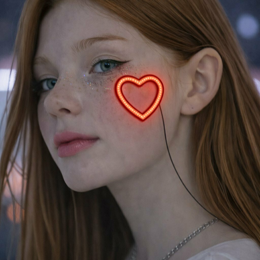 Два сердечка - светящиеся COSY, полимерный материал, вечерние, цвет красный — фото 1