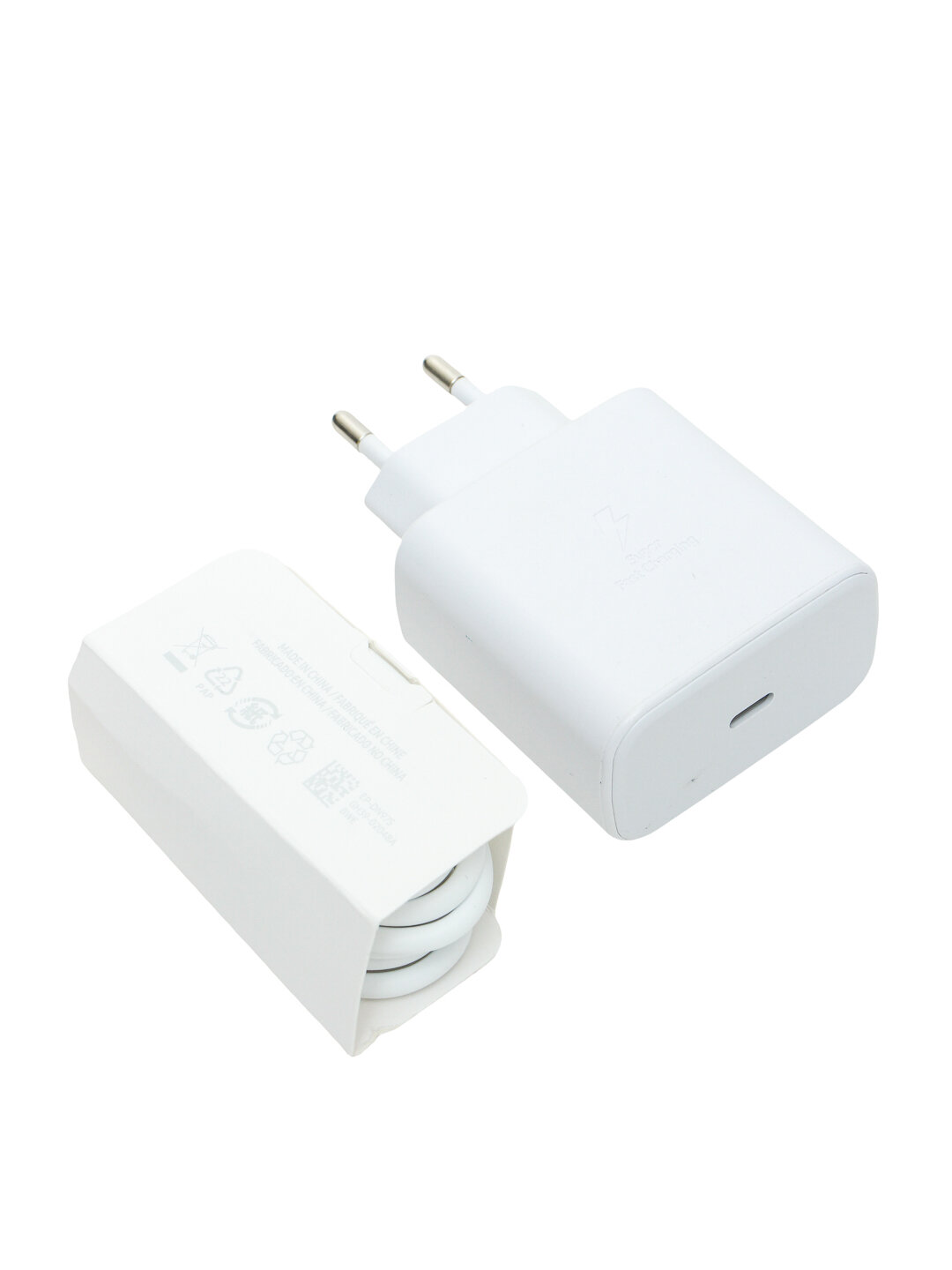 Зарядное устройство Samsung 45W оригинал PD Power Adapter с проводом 1.8 м. 5А TYPE-C, Супер-быстрая зарядка, белый