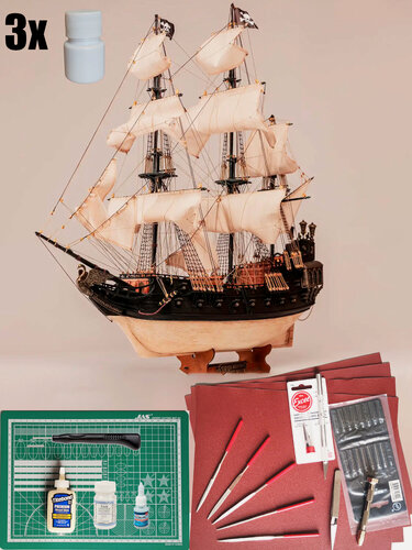 Изображение товара Модель пиратского корабля OcCre Black Swan, 480 часов, 613х257х585 мм, подарочный набор, инструменты, краски, лак, клея