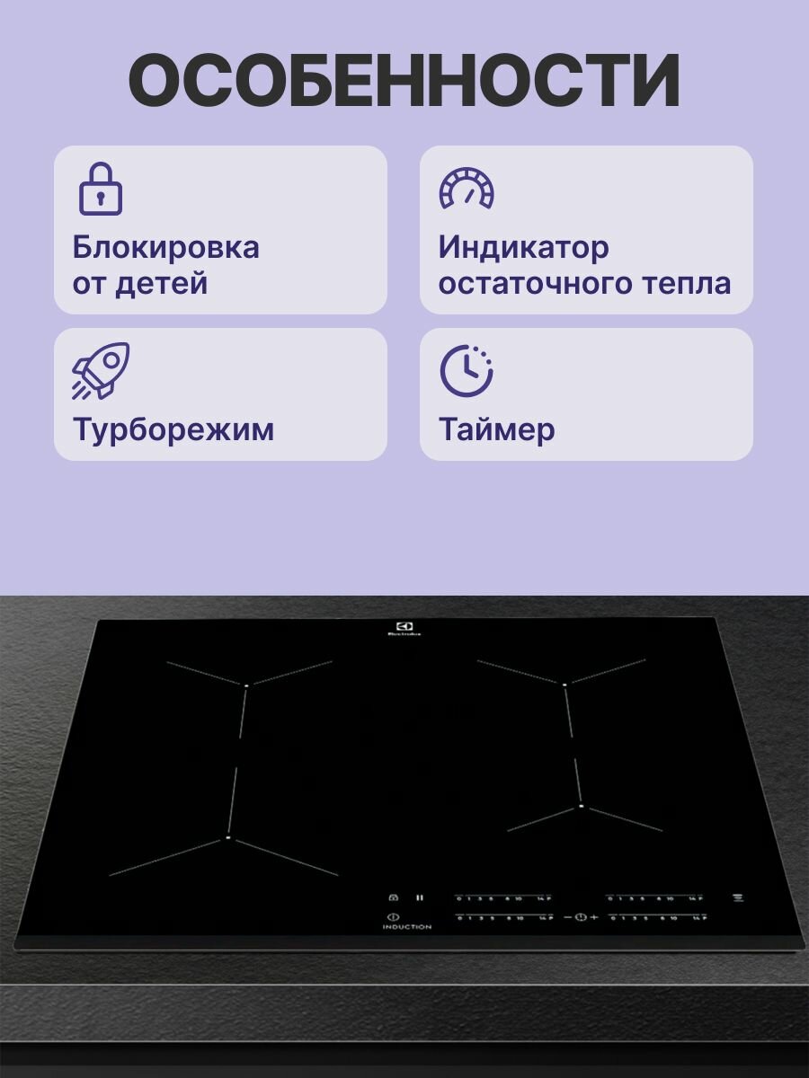 Встраиваемая индукционная панель ELECTROLUX EIT61443B, официальная гарантия — фото 1