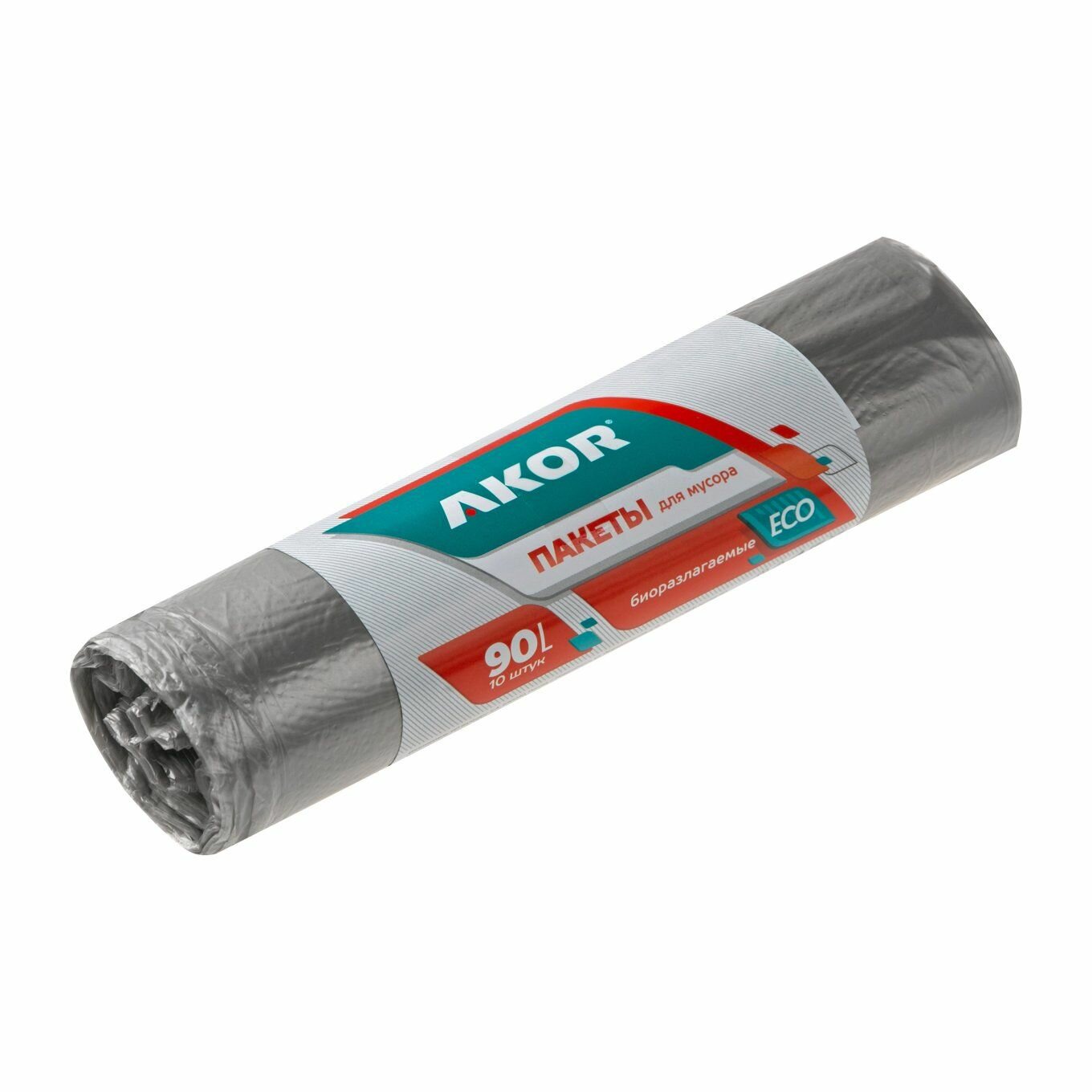 Пакеты для мусора акор биоразлагаемые черные 90л 10мкм 10шт/уп.