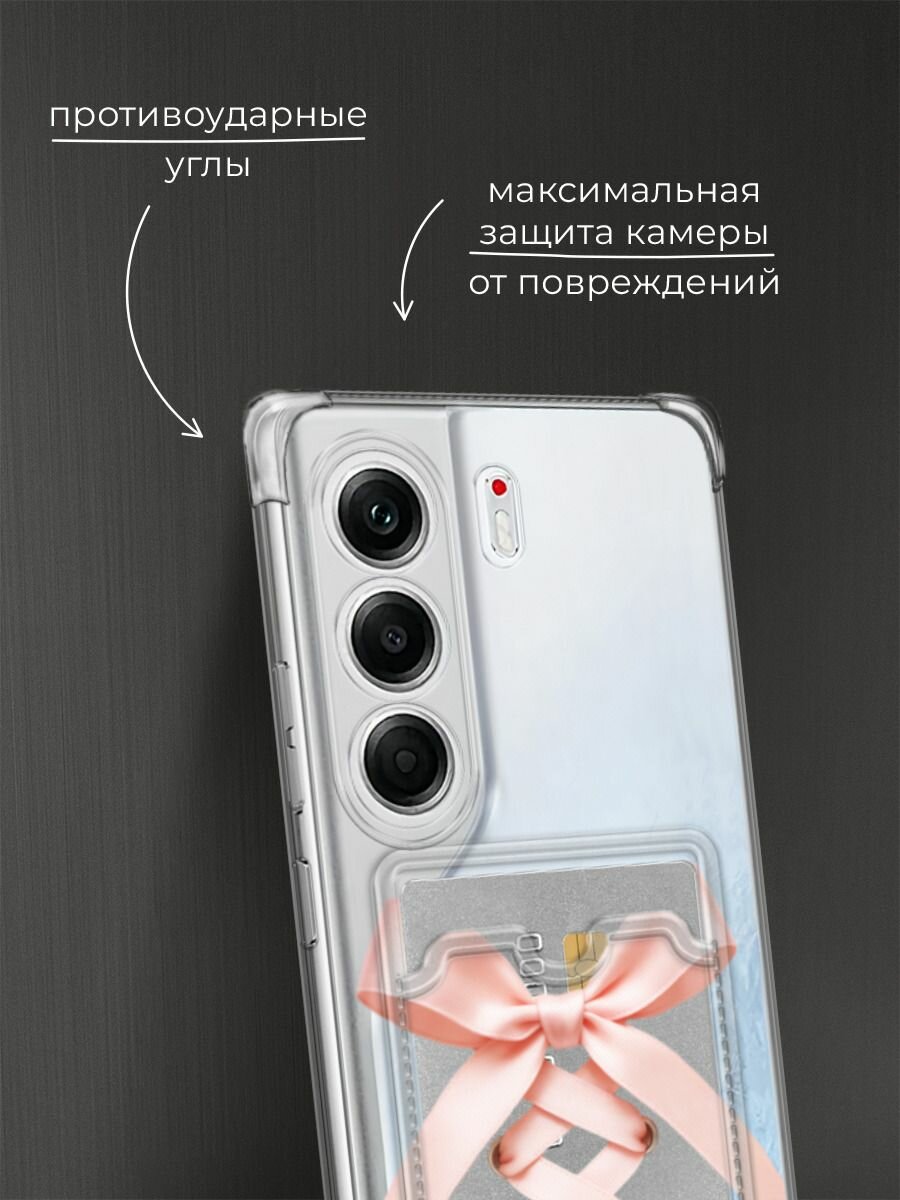 Чехол на Tecno Camon 40 Pro (Текно Камон 40 Про) с картой и принтом Бант из ленты — фото 1