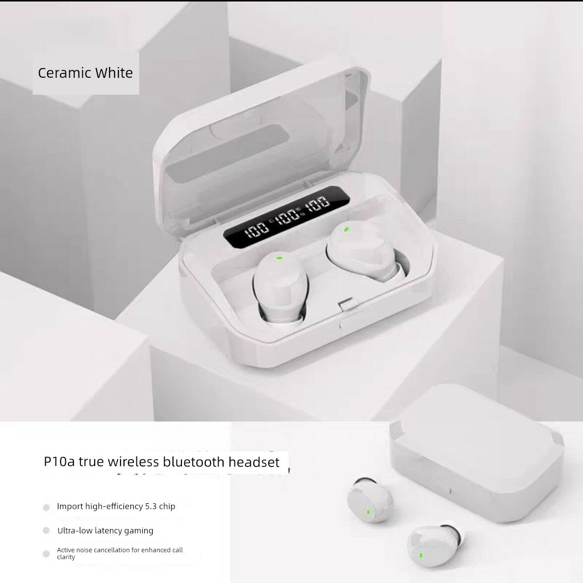Беспроводные наушники Bluetooth с чипом 5.3, активным шумоподавлением, светодиодным дисплеем, длительным сроком службы