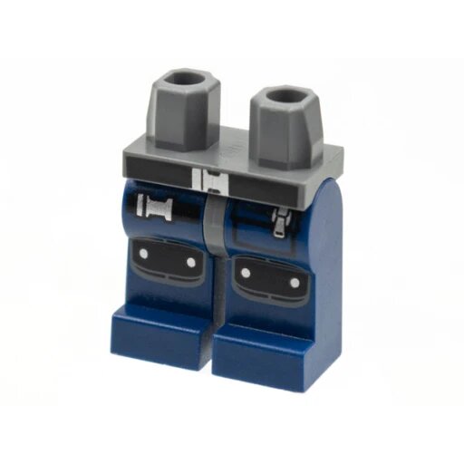 Hips and Dark Blue Legs with Silver Belt Buckle, Pull Tab and Knee Pads Pattern, 970c63pb05 Dark Blue U