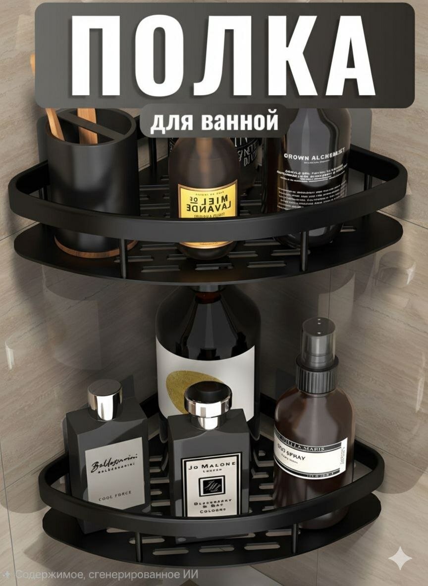 Полка для ванной угловая Черный 5150-2H