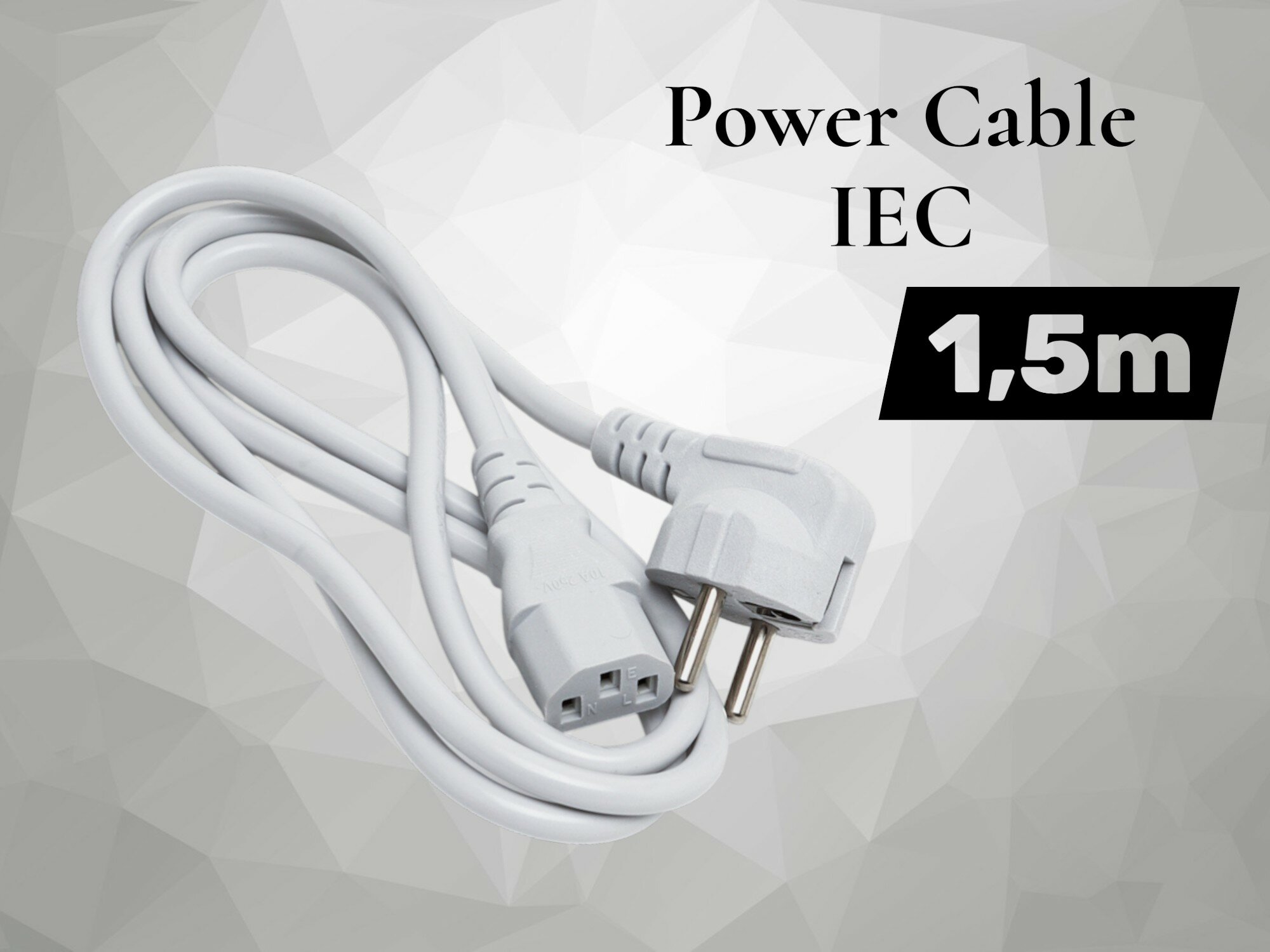 Силовой кабель C13 1.5м – шнур питания 10A с медной жилой для компьютера/монитора (Евровилка)