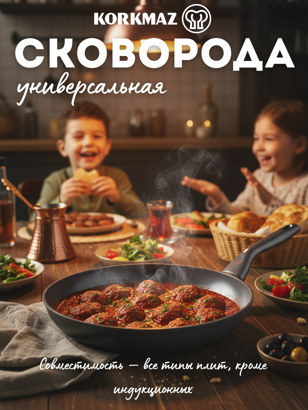 Сковорода с керамическим покрытием KORKMAZ NORA A3940, 26×4,4 см