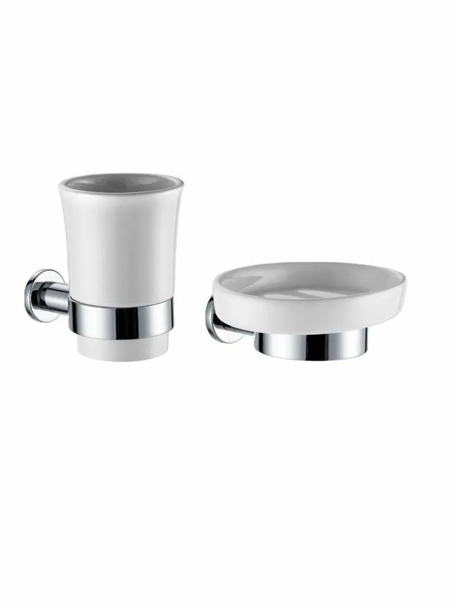 Набор для ванной комнаты Azario Forny: стакан керамический подвесной, мыльница керамическая подвесная (AZ-88306+AZ-88308)