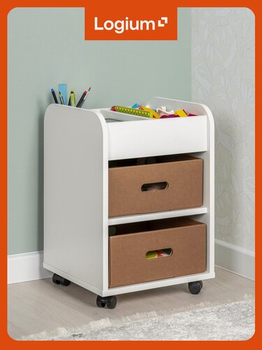 Изображение товара Тумба в детскую, на колесах, под письменный стол, для игрушек Топ 16.150 Белая