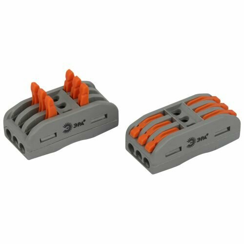 Клемма проходная 222-2413 3п 0.08-2.5/4кв. мм с рычагами NO-225-395 (уп.15шт) Эра, ЭРА Б0067908 (1 упак)