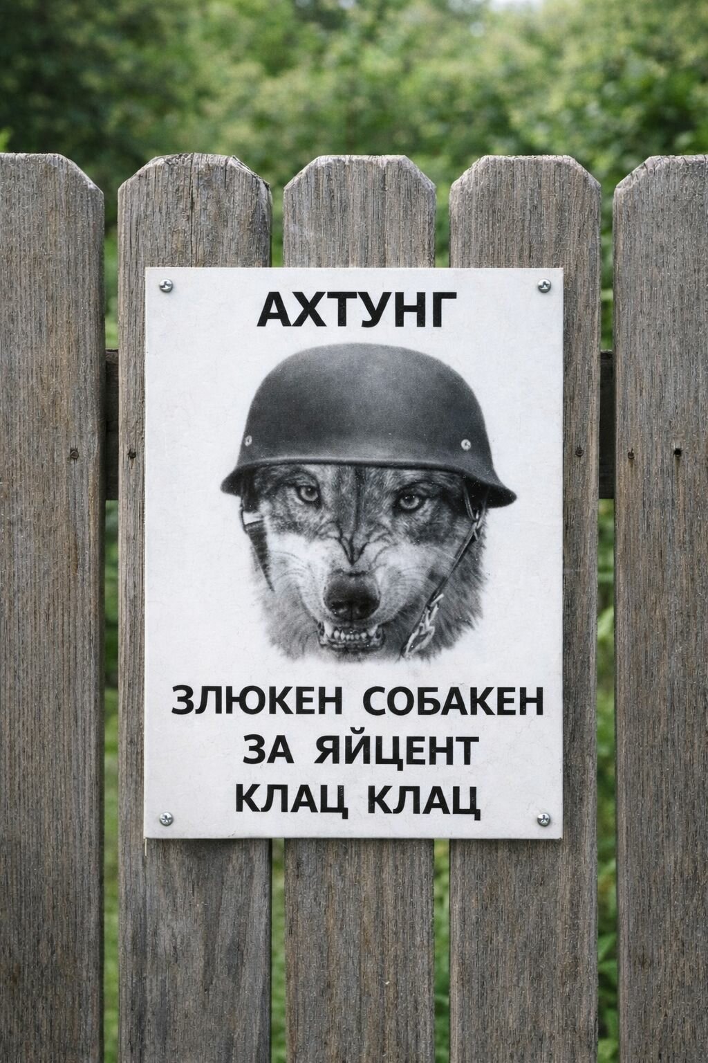Информационная табличка "Ахтунг! Злюкен собакен" 200x150 мм из пластика 3 мм (Ф)