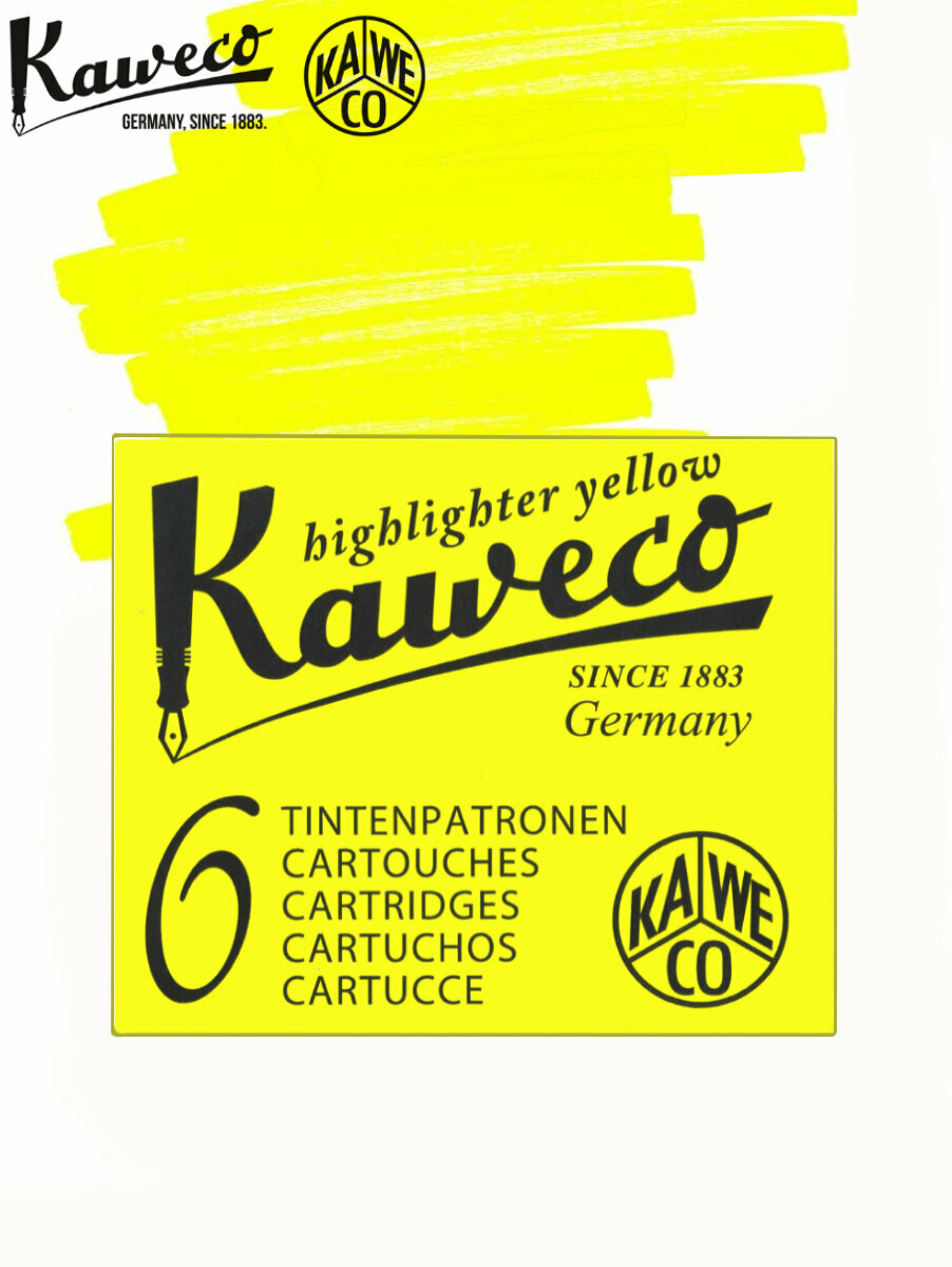 Набор картриджей для перьевой ручки KAWECO Glowing Yellow 6 шт. в картонной упаковке
