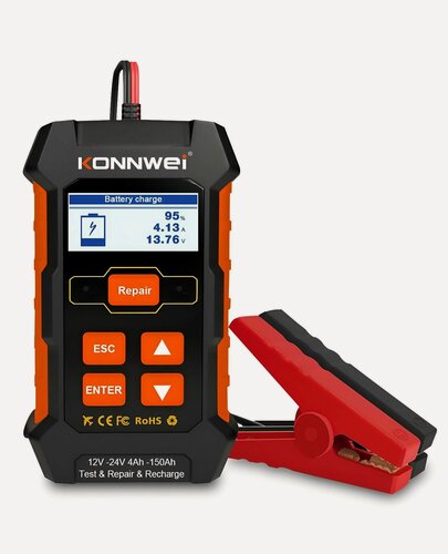 Изображение товара Тестер аккумуляторных батарей Konnwei KW520, 12/24 V, цифровой