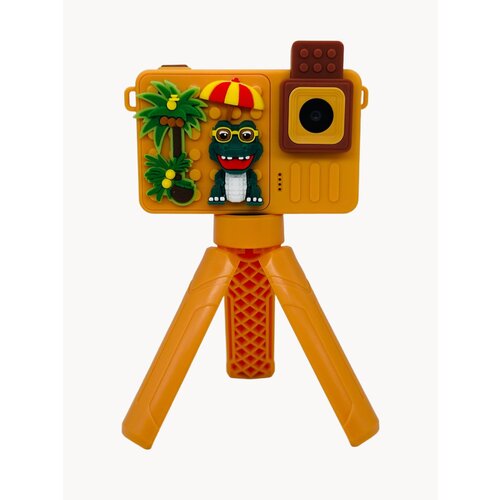 Детский фотоаппарат с Флип камерой для девочек и для мальчиков цифровой фотокамера для детей со штативом Крокодил для ребенка 3000₽