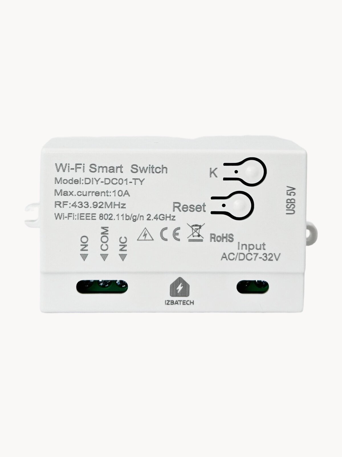 Умное реле Wi-Fi, RF, BLE, 10А, 7-32В, контроллер с сухим контактом, с корпусом