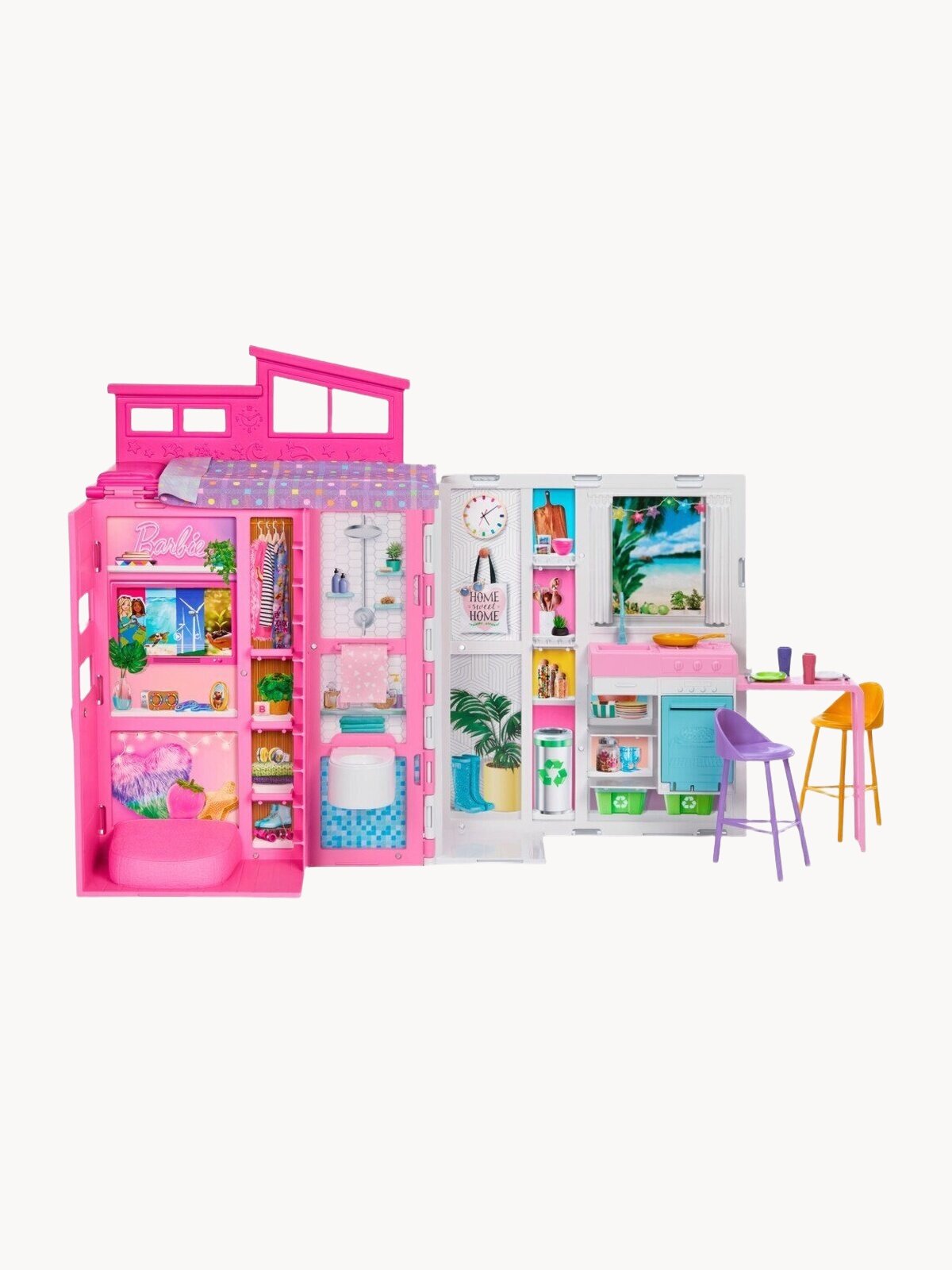 Кукольный домик Mattel Barbie Getaway House Playset HRJ76, розовый/белый