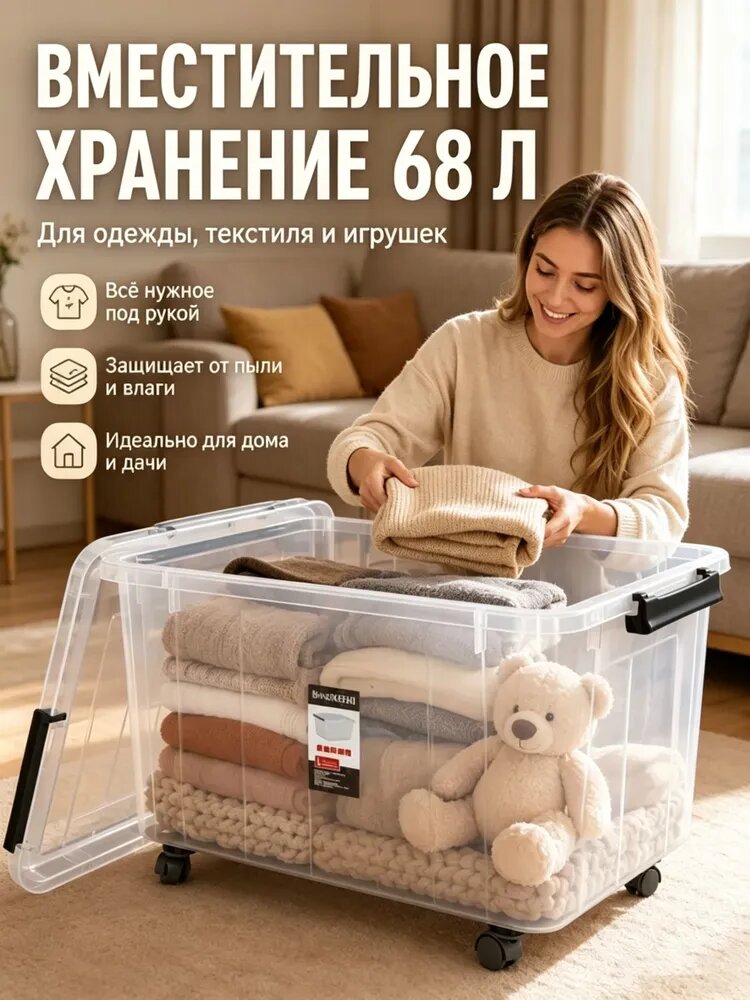 Коробка для хранения длина 55.5 см, ширина 35.5 см, высота 40 см.