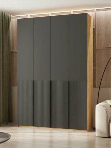 Изображение товара Шкаф распашной Марвэл 4-х ств. (1600) (Браш Графит, Дуб Крафт)