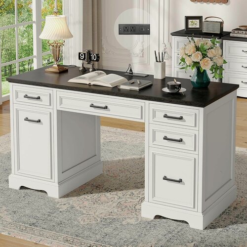 Изображение товара Стол письменный, с розетками и ящиками, 140х75х55 см, универсальный