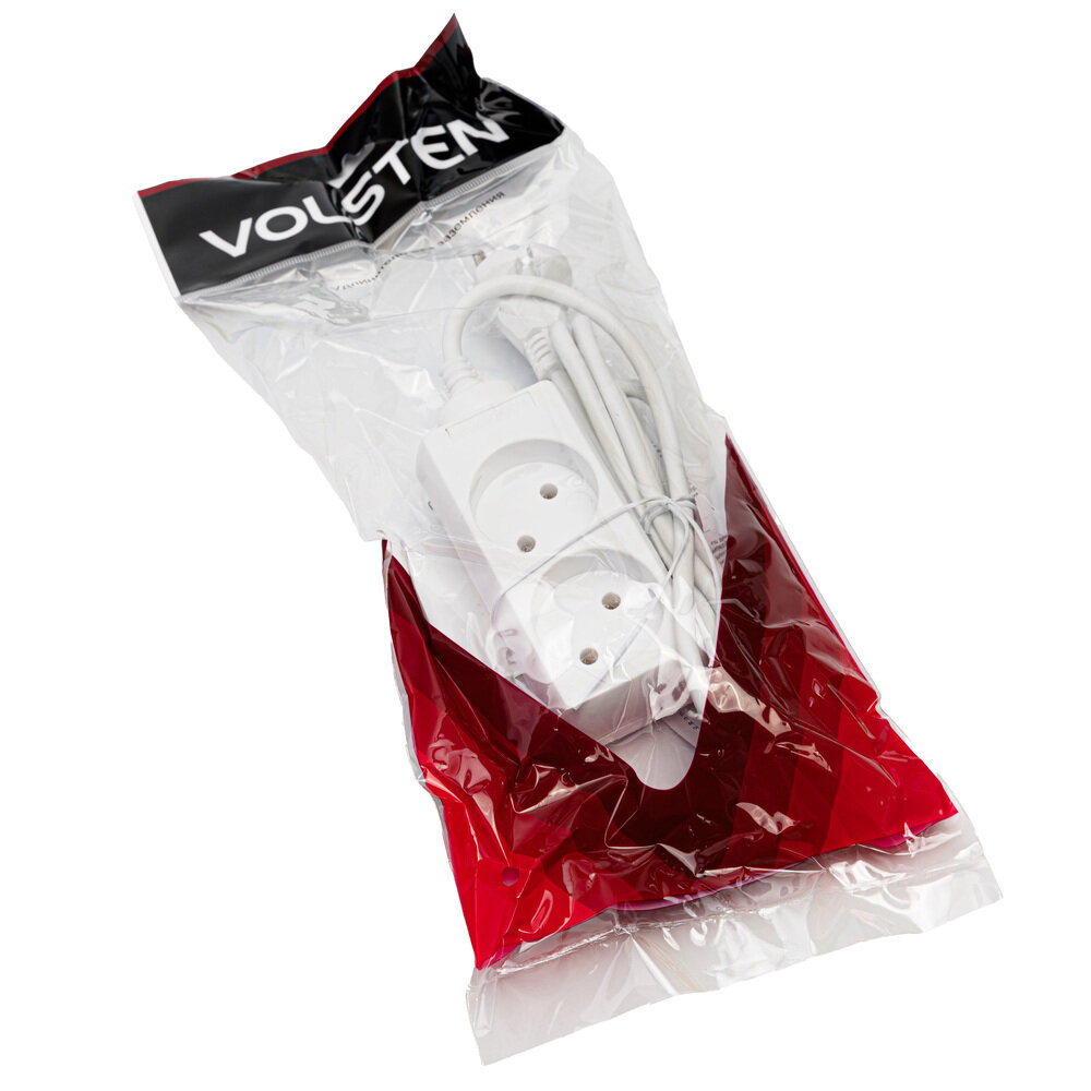 Удлинитель сетевой Volsten S 2 гнезда  1 5 метра  без заземления  белый