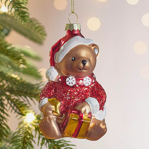 Изображение товара Елочная игрушка Мишка 11 см, подвеска, стекло, Winter Deco, 5030151