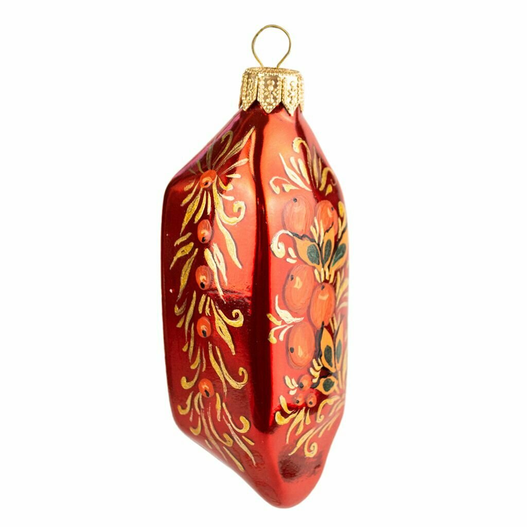 Елочная игрушка фигурка стеклянная "Конфетка-7" 3,6х3,9х11см, ручная художественная роспись, подарочная упаковка